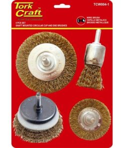 Tork Craft Wire Brush Set 4Pce With Shaft End/Cup/Circ