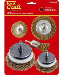 Tork Craft Wire Brush Set 5Pce With 6mm Shaft Cup/Circ/End