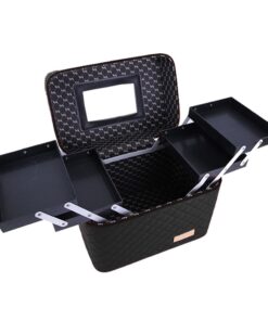 Travel Cosmetic Storage MakeUp Artist Box With Mirror-Black