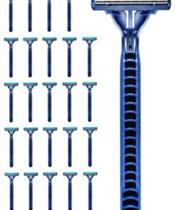 Twin Blade Disposable Razors with Aloe Strip Pack of 25 - Blue