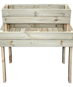 Two-Tiered Wooden Standing Planter Box - Natural Finish - Just For Kids
