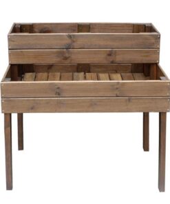 Two-Tiered Wooden Standing Planter Box - Varnished - Just For Kids