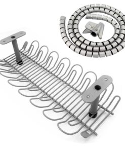 Under Desk Cable Management Organizer Bridge & Cable Sleeve Set