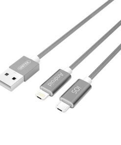 Unitek 1.5m 2 in 1 Micro & Lightning Cable - Grey