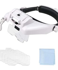 USB Headband Magnifier 3 LED Lights Reading Repair Magnifying Glass