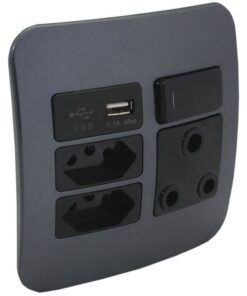 Veti USB Switched Wall Socket (VG27B) - Gun Metal