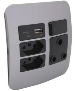 Veti USB Switched Wall Socket (VG27B) - Silver