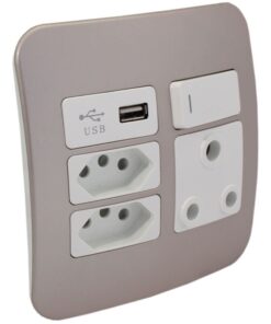 Veti USB Switched Wall Socket (VG27W) - Champagne
