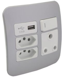 Veti USB Switched Wall Socket (VG27W) - Silver