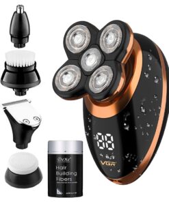 VGR - 5-in-1 Full Face Electric Mens Grooming Kit & Hair Building Fibers