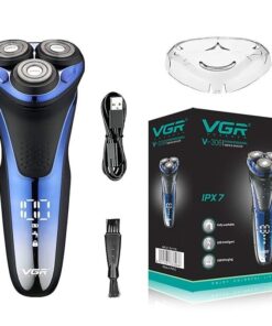 VGR V-306 Premium Cordless Rechargeable Electric Shaver IPX7 3 Head