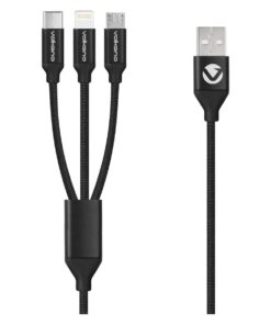 Volkano 3-in-1 Charge Cable - Weave Series - 1m - Black