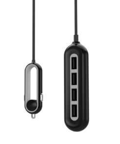 Whizzy 4 USB Port Car Charger 9.6Amp - Black