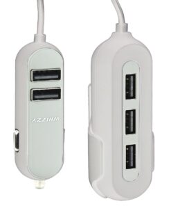 Whizzy 5 USB Port Family Car Charger 10.8Amp - White