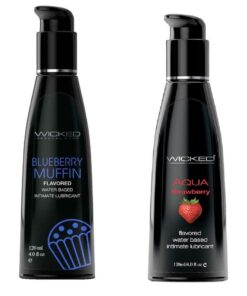 Wicked Adult Aqua Flavour Lube Lubricants - Strawberry & Blueberry Muffin - 2 Pack
