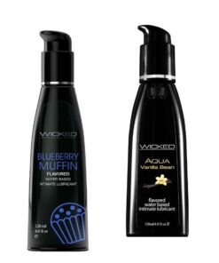 Wicked Adult Aqua Flavour Lube Lubricants - Vanilla Bean & Blueberry Muffin - 3 Pack