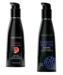 Wicked Adult Aqua Flavour Lube Lubricants - Watermelon & Blueberry Muffin - 3 Pack