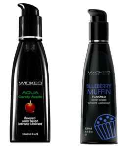 Wicked Adult Aqua Flavours Lube Lubricants - Candy Apple & Blueberry Muffin - 2 Pack