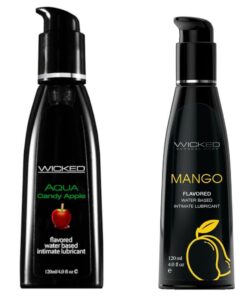 Wicked Adult Aqua Flavours Lubes Lubricants - Candy Apple & Fruity Mango - 2 Pack