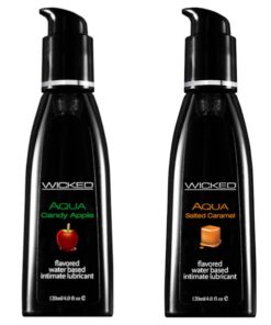 Wicked Adult Aqua Flavours Lubes Lubricants - Candy Apple & Salted Caramel - 2 Pack