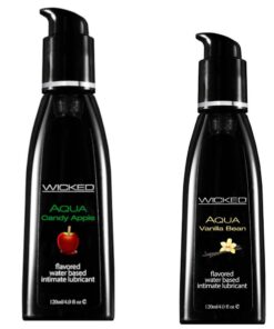 Wicked Adult Aqua Flavours Lubes Lubricants - Candy Apple & Vanilla Bean - 2 Pack