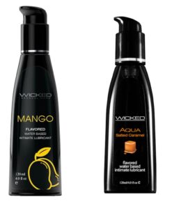 Wicked Adult Aqua Flavours Lubes Lubricants - Salted Caramel & Fruity Mango - 2 Pack