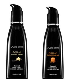Wicked Adult Aqua Flavours Lubes Lubricants - Salted Caramel & Vanilla Bean - 2 Pack