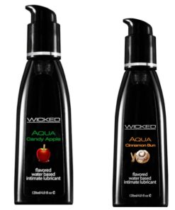 Wicked Adult Care Aqua Flavour Lube Lubricants - Candy Apple & Cinnamon Bun - 2 Pack