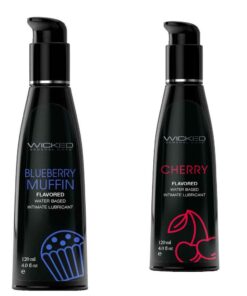Wicked Adult Care Aqua Flavour Lube Lubricants - Cherry & Blueberry Muffin - 3 Pack