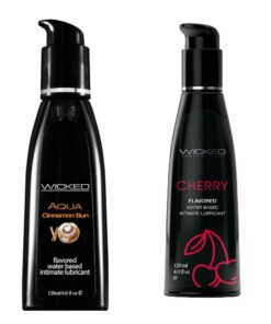 Wicked Adult Care Aqua Flavour Lube Lubricants - Cherry & Cinnamon Bun - 3 Pack