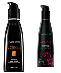 Wicked Adult Care Aqua Flavour Lube Lubricants - Cherry & Salted Caramel - 3 Pack