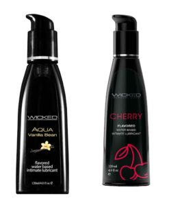 Wicked Adult Care Aqua Flavour Lube Lubricants - Cherry & Vanilla Bean - 2 Pack