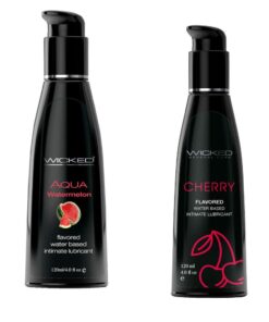 Wicked Adult Care Aqua Flavour Lube Lubricants - Fruity Watermelon & Cherry - 2 Pack