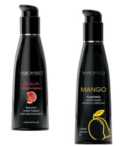 Wicked Adult Care Aqua Flavour Lube Lubricants - Fruity Watermelon & Mango - 2 Pack