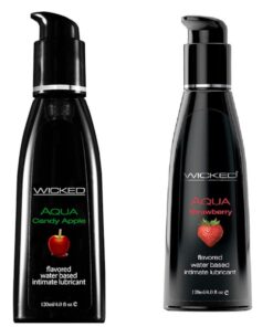 Wicked Adult Care Aqua Flavour Lube Lubricants - Strawberry & Candy Apple - 3 Pack