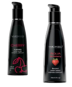 Wicked Adult Care Aqua Flavour Lube Lubricants - Strawberry & Cherry Set - 2 Pack
