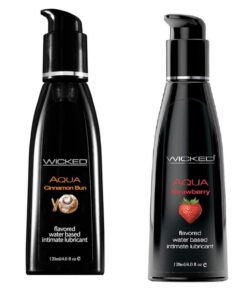Wicked Adult Care Aqua Flavour Lube Lubricants - Strawberry & Cinnamon Bun - 2 Pack