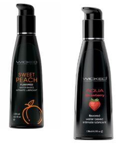 Wicked Adult Care Aqua Flavour Lube Lubricants - Strawberry & Sweet Peach - 3 Pack