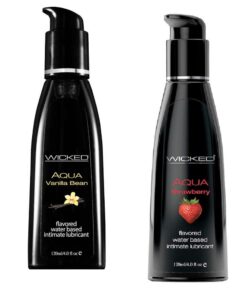 Wicked Adult Care Aqua Flavour Lube Lubricants - Strawberry & Vanilla Bean - 3 Pack