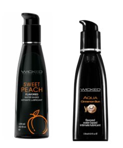Wicked Adult Care Aqua Flavour Lube Lubricants - Sweet Peach & Cinnamon Bun - 2 Pack