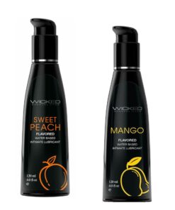 Wicked Adult Care Aqua Flavour Lube Lubricants - Sweet Peach & Fruity Mango - 3 Pack