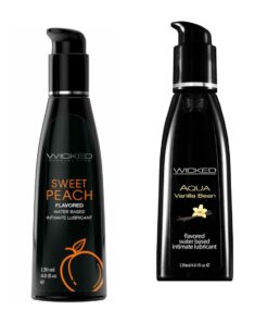 Wicked Adult Care Aqua Flavour Lube Lubricants - Sweet Peach & Vanilla Bean - 3 Pack