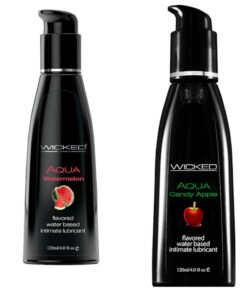 Wicked Adult Care Aqua Flavour Lube Lubricants - Watermelon & Candy Apple - 3 Pack