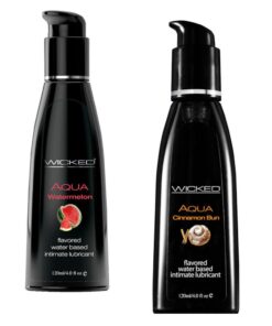 Wicked Adult Care Aqua Flavour Lube Lubricants - Watermelon & Cinnamon Bun - 3 Pack