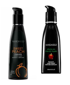 Wicked Adult Care Aqua Flavours Lube Lubricants - Sweet Peach & Candy Apple - 2 Pack