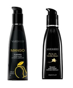 Wicked Adult care Aqua Flavours Lubes Lubricants - Vanilla Bean & Mango - 2 Pack