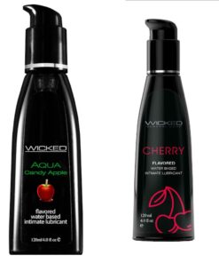 Wicked Adult Care Sexy Aqua Flavour Lube Lubricants - Cherry & Candy Apple - 2 Pack