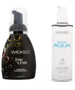 Wicked Adult Foam n Fresh Toy Cleaner w/ Simply Aqua 4OZ Lube Lubricant