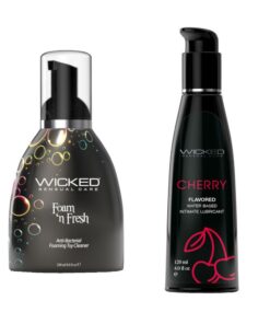 Wicked Adult Toy Cleaner Foam n Fresh w Aqua Cherry Lube Lubricant