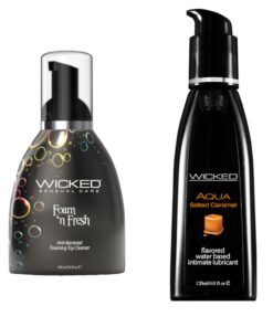 Wicked Adult Toy Cleaner Foam n Fresh w Aqua Salted Caramel Lube Lubricant